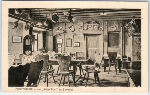 c1920s Sterzing, Austria Postcard Guild Room Old Post Hotel Rustic Chairs A373