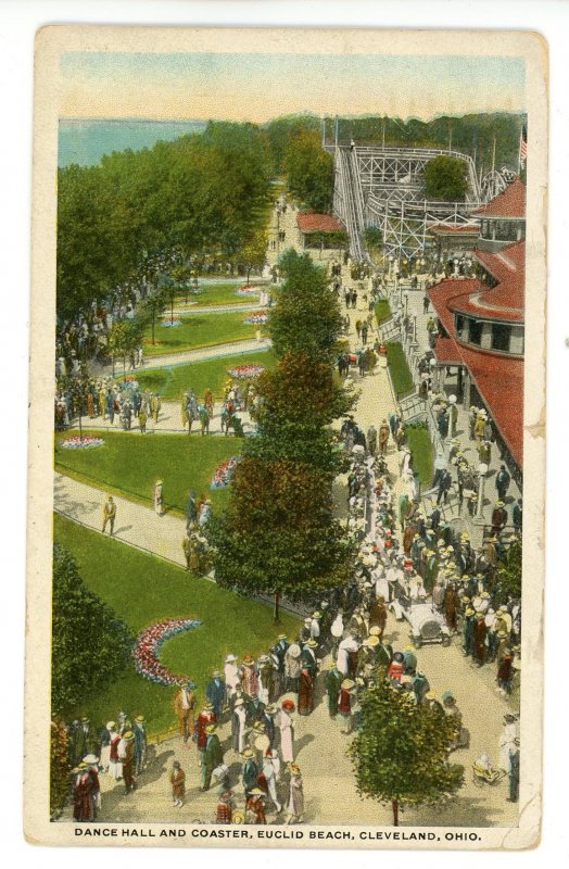 OH - Cleveland. Euclid Beach, Roller Coaster, Dance Hall ca 1921