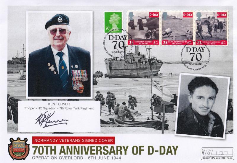 Ken Turner Trooper 7th Royal Tank Regiment D-Day Hand Signed WW2 FDC