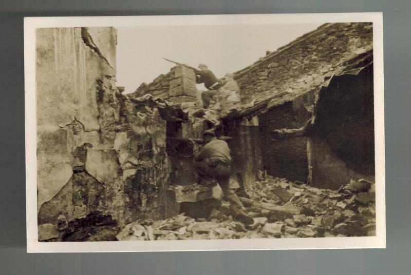 Menta España Guerra Civil RPPC Tarjeta Postal Aragón Frontal Republicana Casa