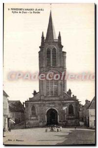 Old Postcard Montfort L'Amaury (S and O) Facing Church of Le Perche