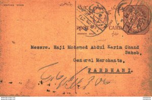 '''''''India Postal Stationery Arms 4p Arms Nizam''''''''s dominions to Parbh...