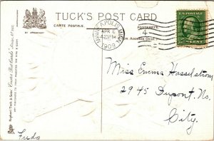 Vtg 1909 Easter Postcard Silver Embossed Cross Windmill Snowdrops Tucks Postcard