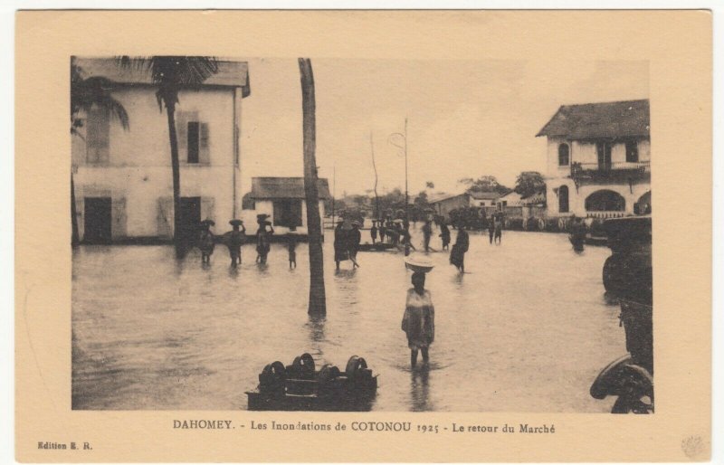 Benin; Dahomey, 1925 Cotonou Floods, The Return From Market PPC, By ER, Unused 