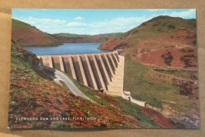 UNUSED POSTCARD - CLYWEDOG DAM & LAKE, PLYNLIMON, WALES