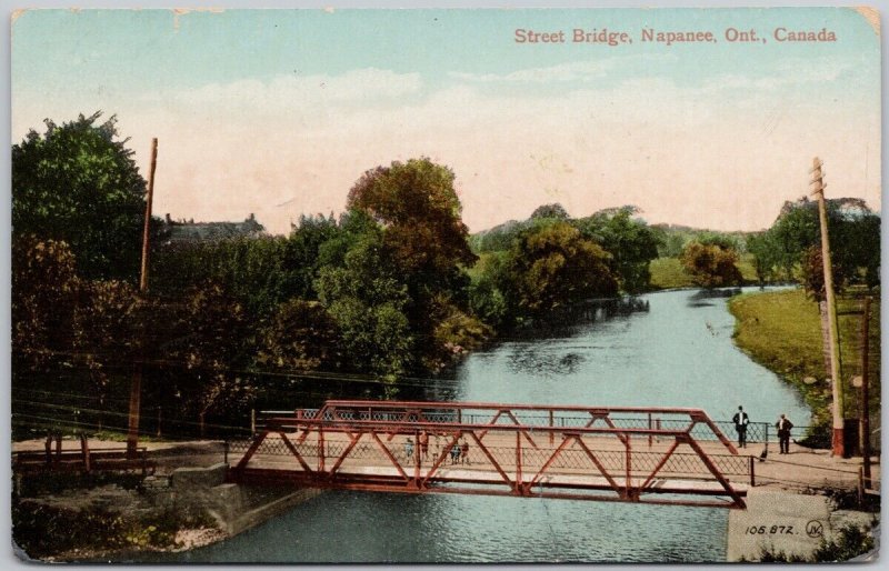 Street Bridge Napanee Ontario 1912 Corbyville ONT Cancel Postcard H65 *as is