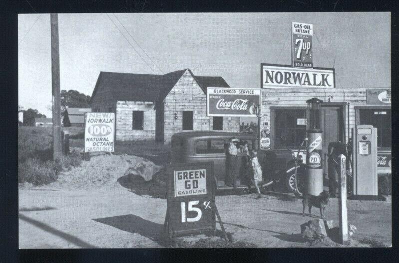 RIVERBANK SAN JOAQUIN VALLEY CALIFORNIA GAS STATION COCA COLA SIGN POSTCARD