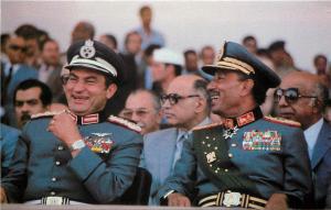 1981 Postcard; Mubarak & Egyptian President Anwar Sadat just before Assasination