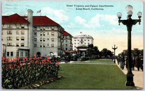 1926 Long Beach CA-California, Hotel Virginia and Palace Apartments, Postcard