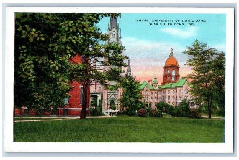 c1920's University Of Notre Dame Campus Building South Bend Indiana IN Postcard