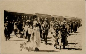 Peru? Natives at RR Train Bazar Andino on Back Real Photo Postcard c1910