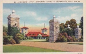 Entrance To Beautiful Swope Park Showing The Shelter House Kansas City Missouri