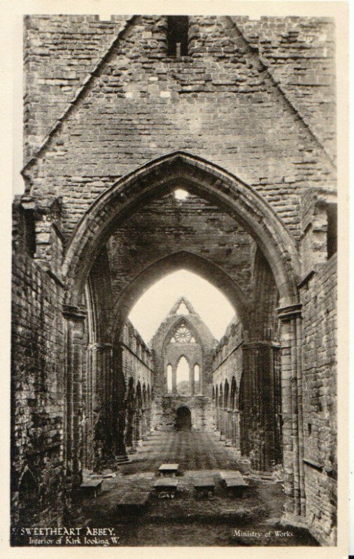 Scotland Postcard - Sweetheart Abbey - Interior of Kirk Looking W - RP - TZ4442