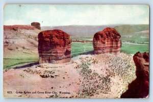 River City Wyoming Postcard Green Buttes Green River Rock c1905 Vintage Antique