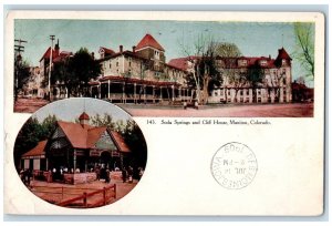 1909 Soda Springs Cliff House Manitou Colorado CO Des Moines Iowa Postcard 