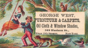 1880s-90s George West Furniture & Carpets Oil Cloth & Window Shades NY #1