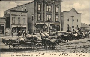 Dickinson ND Wool Market c1905 Postcard NICE STREET SCENE