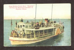 SANTA CATALINA ISLAND CALIFORNIA GLASS BOTTOM POWER BOAT VINTAGE POSTCARD