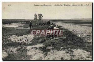 Old Postcard Army Infantry in combat infantrymen using a line & # 39abri