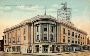 Louisville Kentucky~National Theater~Vaudeville 10c & 20c~Eagle on Globe~1918 PC 