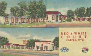 WYOMING - CASPER - RED and WHITE COURT  - SACONY GAS STATION - TRI-VIEW - 1949