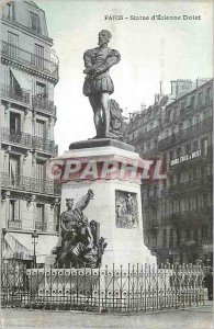 Postcard Old Paris Statue of Etienne Dolet