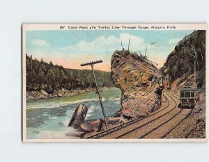 Postcard Giant Rock and Trolley Line Through Gorge, Niagara Falls