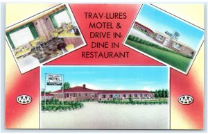 IRON RIVER, MI Michigan ~ Roadside TRAV-LURES MOTEL c1950s Iron County Postcard