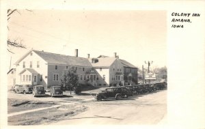 RPPC COLONY INN Amana, Iowa Cars Roadside Hotel 1948 Vintage Photo Postcard