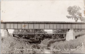 Manvel ND Bridges over Turtle River North Dakota 1920s RPPC Postcard H52