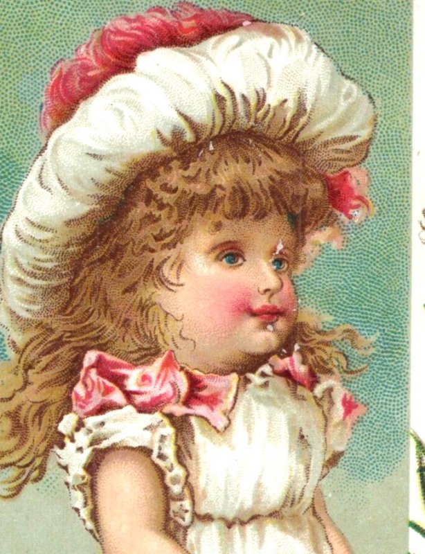 1880s Victorian Religious Trade Card Bible Quote Cute Child F129