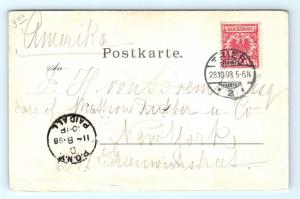 Postcard Germany Gruss aus Trier Totalansicht 1898 Cancel to New York USA J13