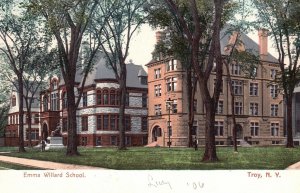 Vintage Postcard 1900's Outside Emma Willard School Building Troy New York N.Y.