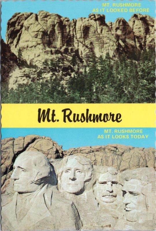 Mt Rushmore South Dakota SD Before & Today Multiview Unused Vintage Postcard D53