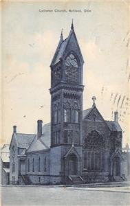 Lutheran Church, Ashland, Ohio 1909 Ricker & Roelle Vintage Postcard