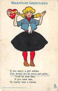 If you marry a girl athlete Vinegar Valentine 1912 paper chip left bottom cor...