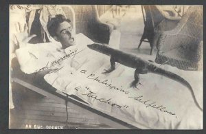 Ca 1936 RPPC* A PHILIPPINO (REPTILIAN) BED FELLOW A TUCKOO REAL PHOTO UNPOSTED