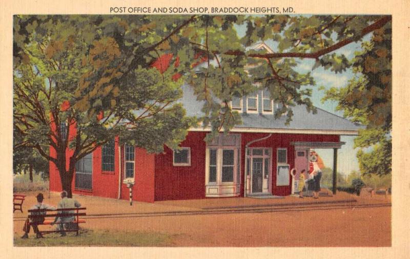 Braddock Heights Maryland Post Office Soda Shop Antique Postcard K78403