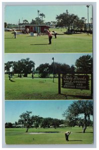 St. Petersburg FL Twin Brooks Golf Club Postcard Tri Multi View Clubhouse Sign
