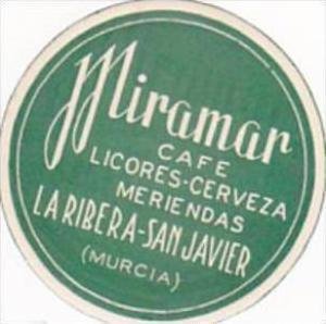 SPAIN LA RIBERA SAN JAVIER MURCIA MIRAMAR CAFE VINTAGE LUGGAGE LABEL