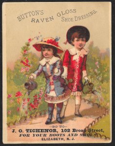 VICTORIAN TRADE CARDS Buttons Raven Gloss Shoe Dressing Fancy Dressed Children