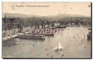 Old Postcard Marseille Panorama of Port Boat Quay