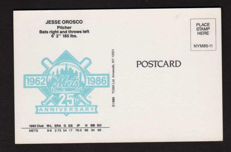 Jesse Orosco Signed 1986 Topps #465 Baseball Card New York Mets Autograph  TPG