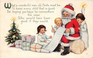 F95/ Santa Claus Merry Christmas Postcard c1910 Kids List Gifts 18