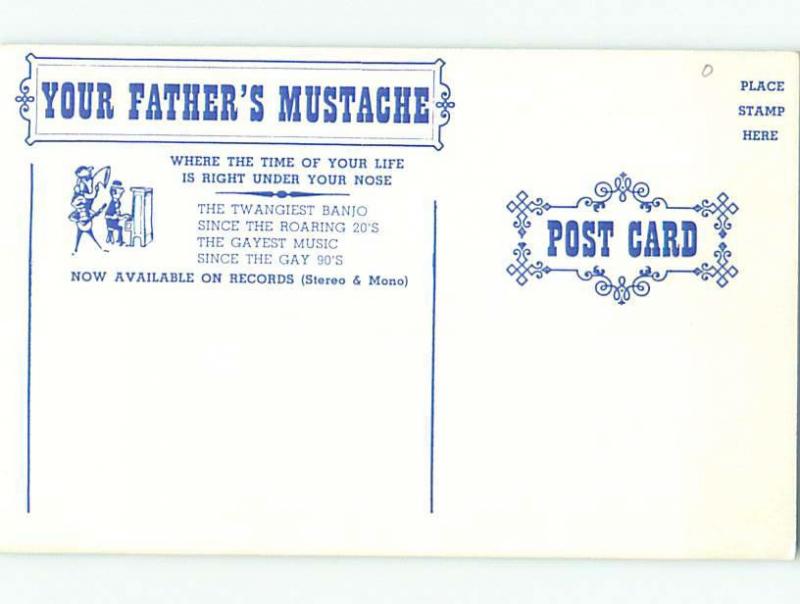 Unused Pre-1980 YOUR FATHER'S MUSTACHE - POSTCARD AD FOR BANJO BAND k7001-12