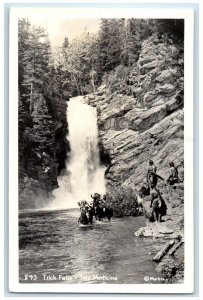 c1940's Trick Falls Waterfall Native American Two Medicine MT RPPC Postcard