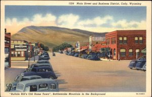 Cody Wyoming WY Buffalo Bill's Hometown Street Scene Linen Vintage Postcard