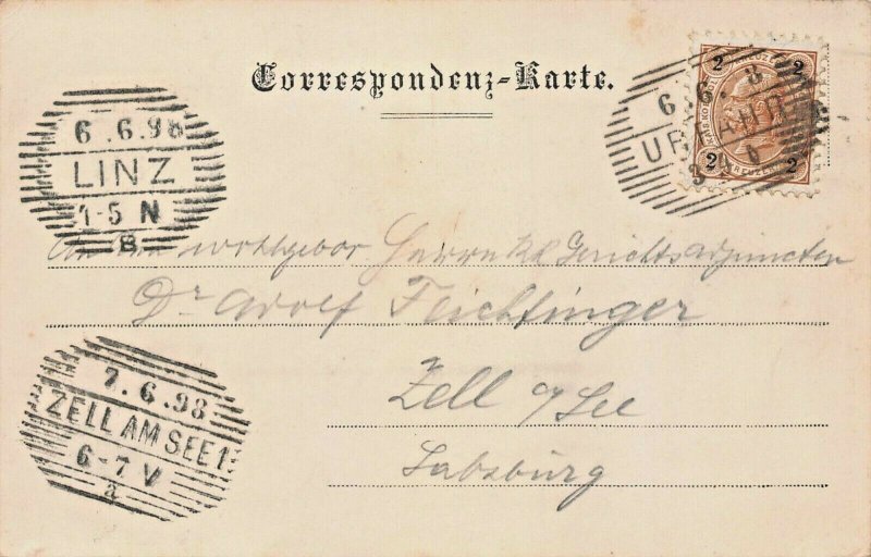 POSTLINGBERG LINZ AUSTRIA~PILGRIMAGE CHURCH-MONK~1898 MULTI IMAGE POSTCARD