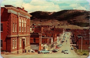 Bennett Ave Cripple Creek, Teller Court House cars, street Colorado Postcard