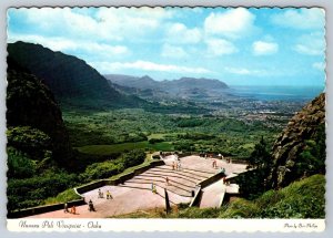 Nuuanu Pali Lookout, Oahu, Hawaii, 1977 Chrome Aerial View Postcard